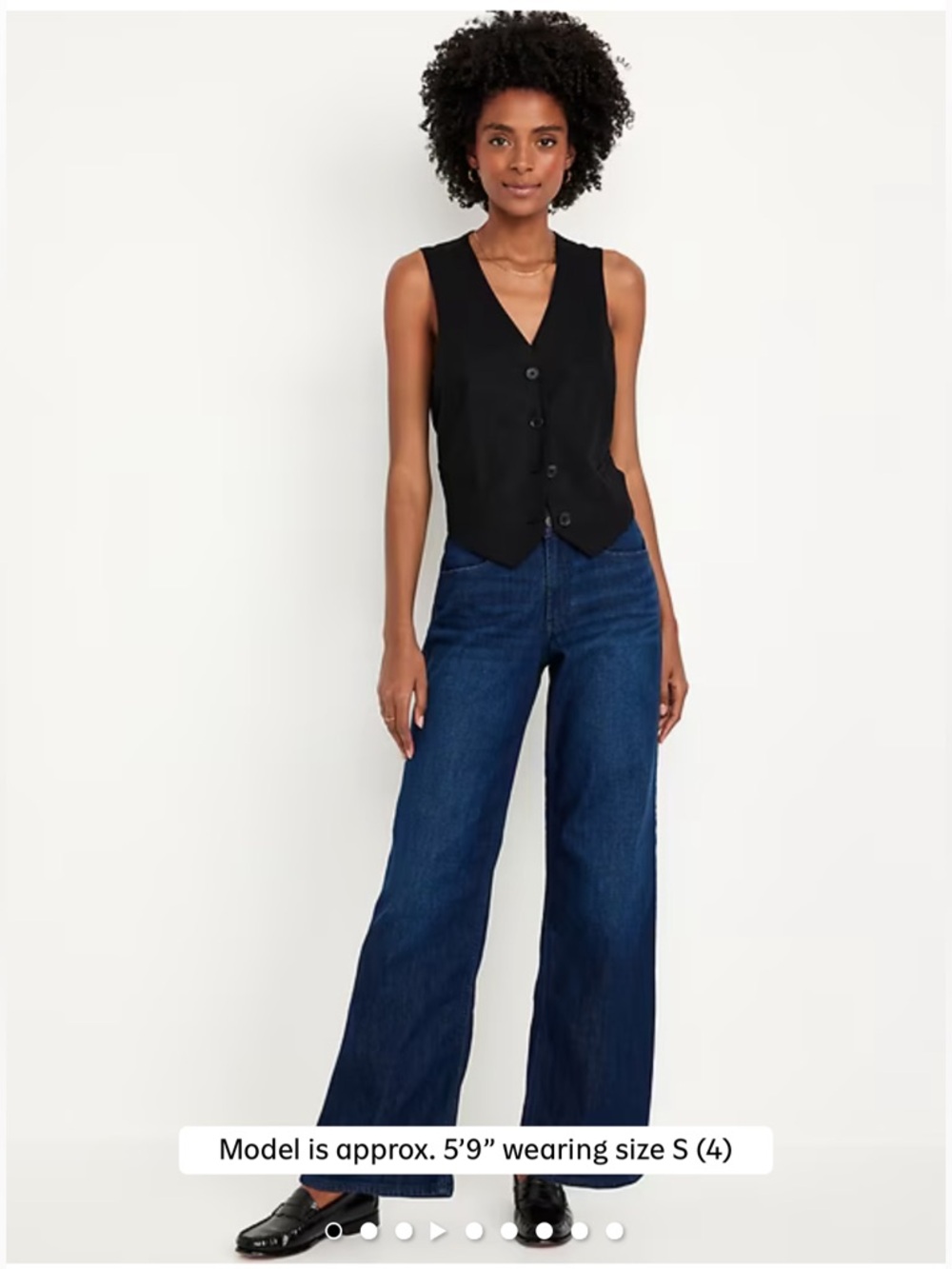 Dark Blue Cotton Denim High Waisted Wow Wide Leg Jeans Women's 6 Petite / Short